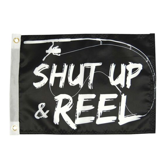 Shut Up and Reel Flag, 12" x 18" image number 0
