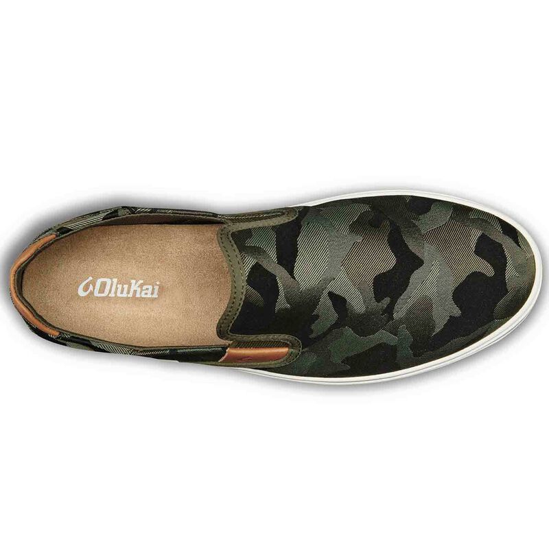 OluKai Lae'ahi Lauhala. Men's leather slip-on shoe in grey woven leather. - Bulo