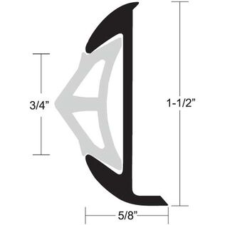 Aluminum Rub Rail  1 1/2"H x 5/8"W x 12'L, #8 Screws