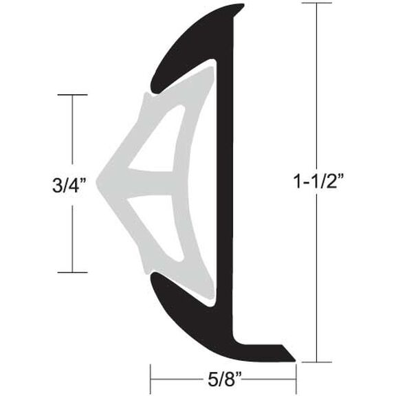 Aluminum Rub Rail  1 1/2"H x 5/8"W x 12'L, #8 Screws image number 0