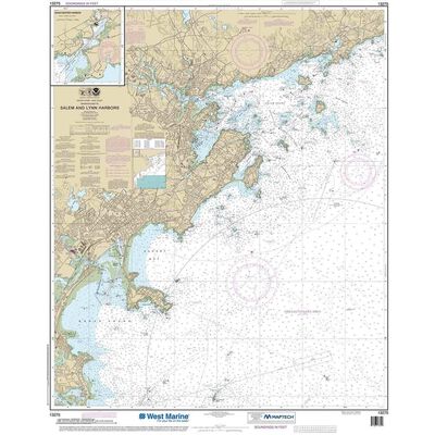Maptech® NOAA Recreational Waterproof Chart-Salem and Lynn Harbors; Manchester Harbor, 13275