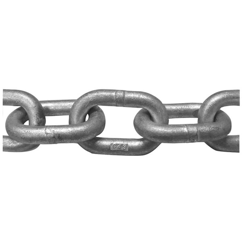 Grade 43 Hot-Dip Galvanized Mooring Chain, Size: 5/8", Inside Link Length: 2.53", MWL: 9,750lb., Weight: 4.16lb./ft., Standard Pack: 150' image number 0