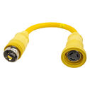 Hubbell Marine Adapter, Straight , Yellow, 50A 125V Twist-Lock  Connector to 50A 125/250V 3P4W Twist-Lock Plug image number 0