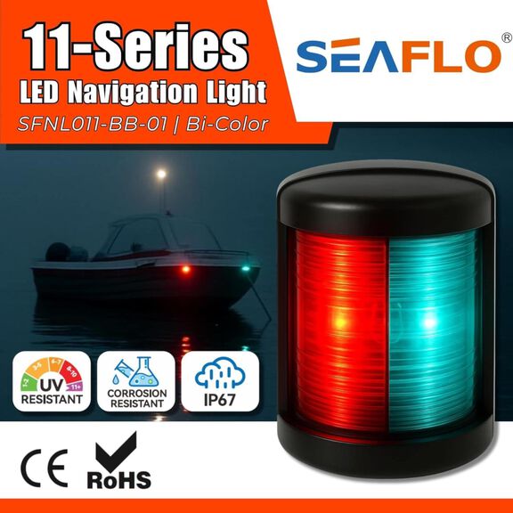SEAFLO Mini Bi-Color LED Navigation Light Black image number 1