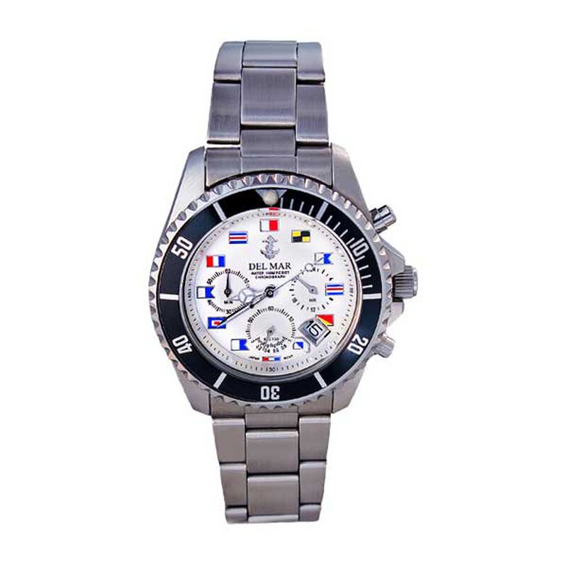 Men's White Nautical Flag Dial Chronograph Watch image number 0
