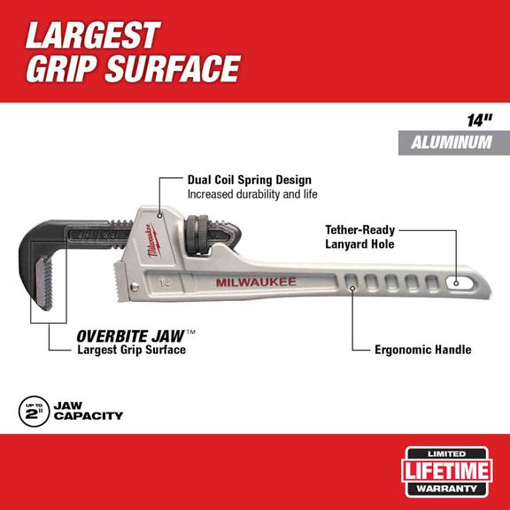 14" Aluminum Pipe Wrench image number 1