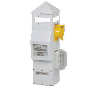 21" Piling Mount Power Pedestal, (1) 30 Amp 125 Twistlock Receptacle, (1) 50 Amp 125/250V Twistlock Receptacle, (1) 20 Amp GFCI Duplex Receptacle