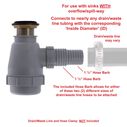 1-1/2" Drain, Flip Trap Sink Drain with Overflow, 1-1/4" & 1-1/2" Hose Barb Chrome image number 5