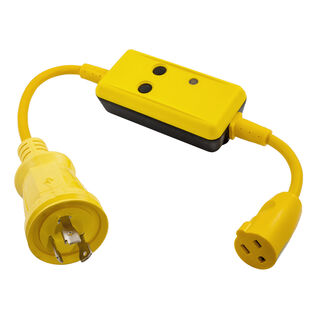 Hubbell Marine Straight GFCI Adapter, 30A 125V to 15A 125V