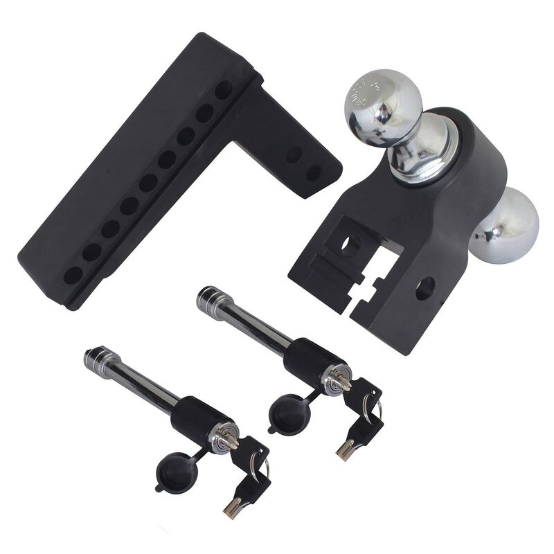 Blackout Series 8,000 lbs/10,000 lbs Adjustable Drop Hitch, 2" & 2-5/16" Ball, 0-8" Drop image number 1