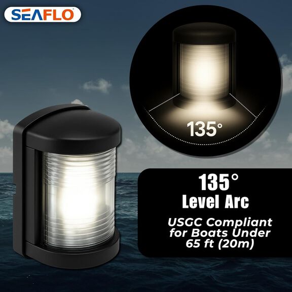 SEAFLO 11 Series LED Stern Navigation Light 12V IP67 White 2NM Mini Black image number 3