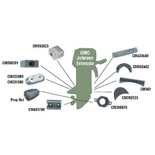 Zinc Outboard Anodes, OMC/Johnson/Evinrude