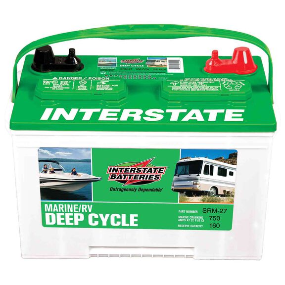 SRM-27 Group 27 Deep Cycle Marine Battery, 88 Amp Hours, 600 Cold Cranking Amps, 750 Marine Cranking Amps, 160 Reserve Minutes image number 0