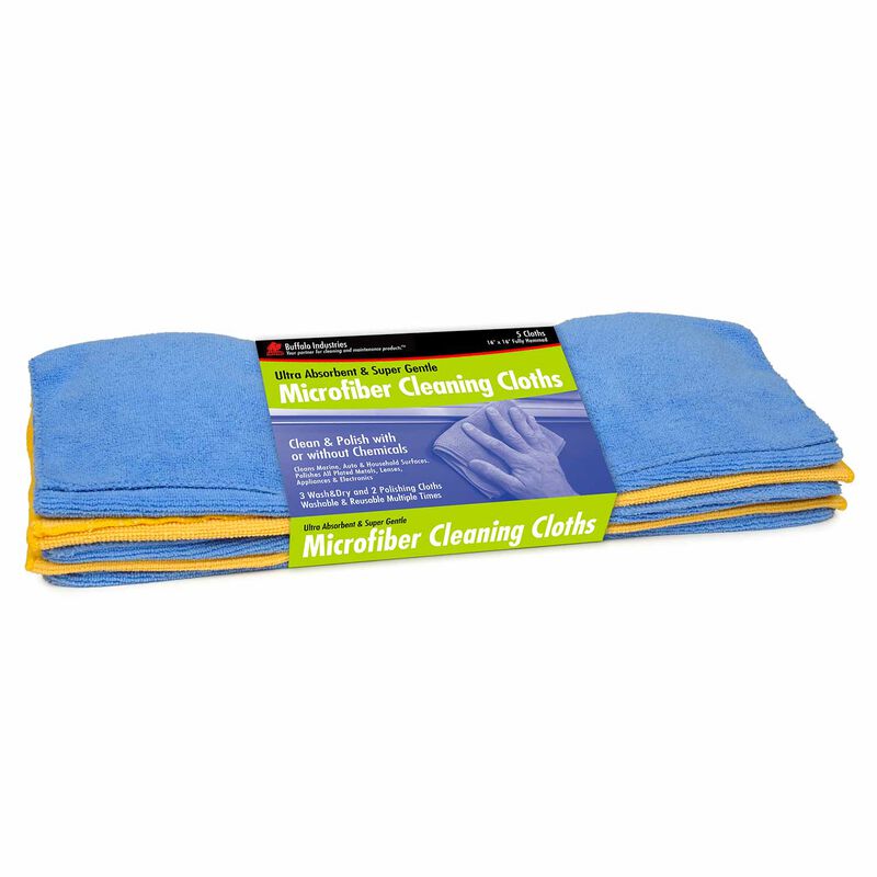 Buffalo Industries 16 x 16in Microfiber Cleaning Cloth 5 Pack Flat - 65002