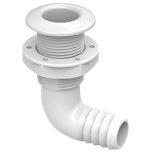 SEAFLO 1-1/4 in Angled Thru Hull Fitting with Check Valve White image number 0