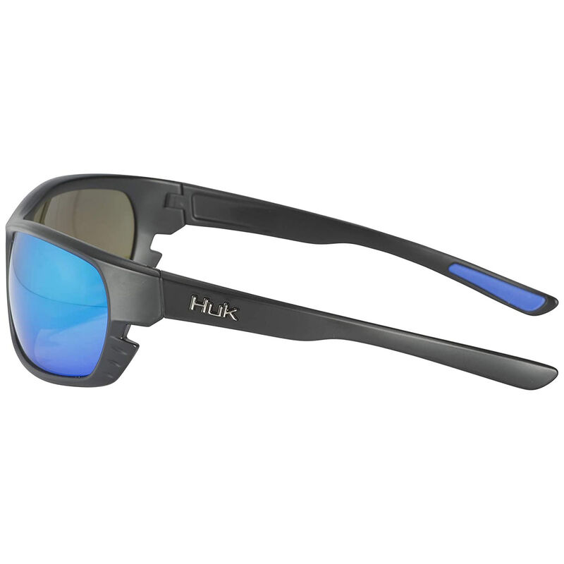 Huk Challenge Sunglasses | Polarized Polycarbonate Lens | Blue Mirror Lens | Matte Black