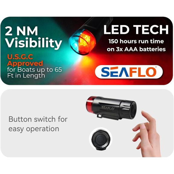 SEAFLO 01 Series Portable LED Navigation Light Kit w/ C-Clamp Mount & Telescopic Pole image number 2