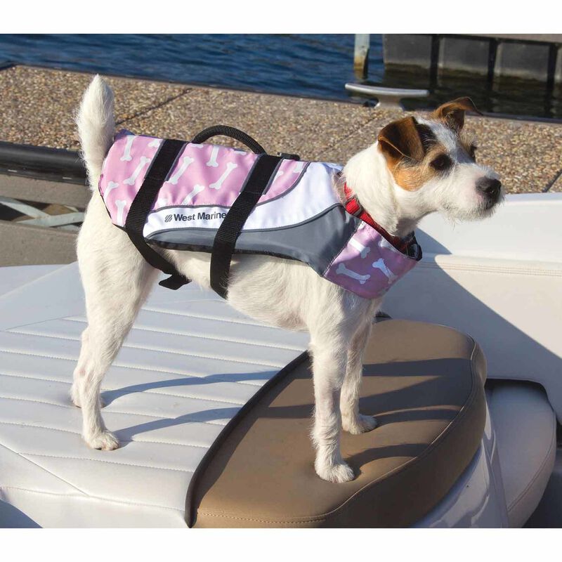 WEST MARINE Deluxe Pet Life Jackets, Pink with Bone Motif West Marine
