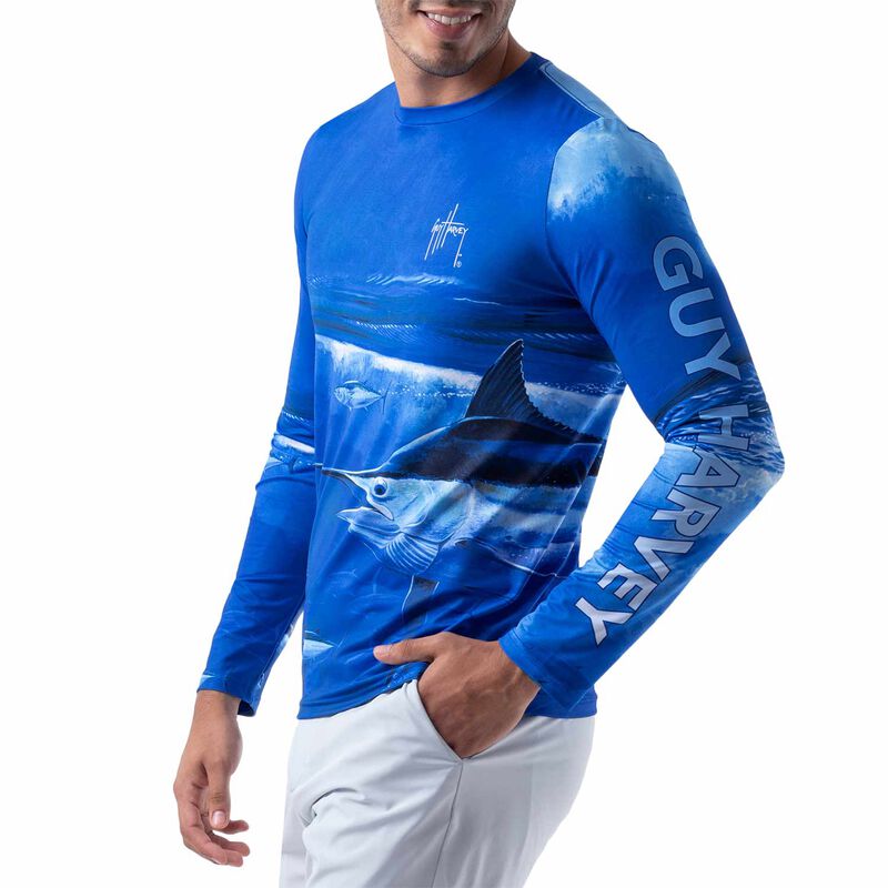 GUY HARVEY Men's Marlin Wrap Tech Shirt