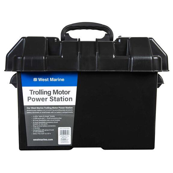 Trolling Motor Power Station Battery Box, Group 24 & 27 Battery Sizes, 2-Port USB, 12V Power Socket image number 0