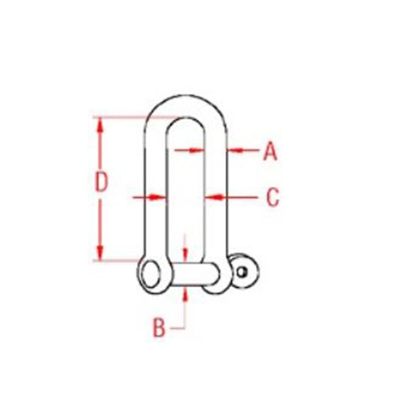 Stainless Steel High-Resistance Long "D" Shackle with 1/4" Pin image number 1