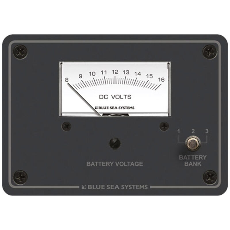 BLUE SEA SYSTEMS DC Analog Voltmeter Panel, 8-16V DC
