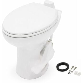SEAFLO Porcelain RV Toilet Elongated Bowl 19in Residential Height Gravity Foot Pedal Soft Close