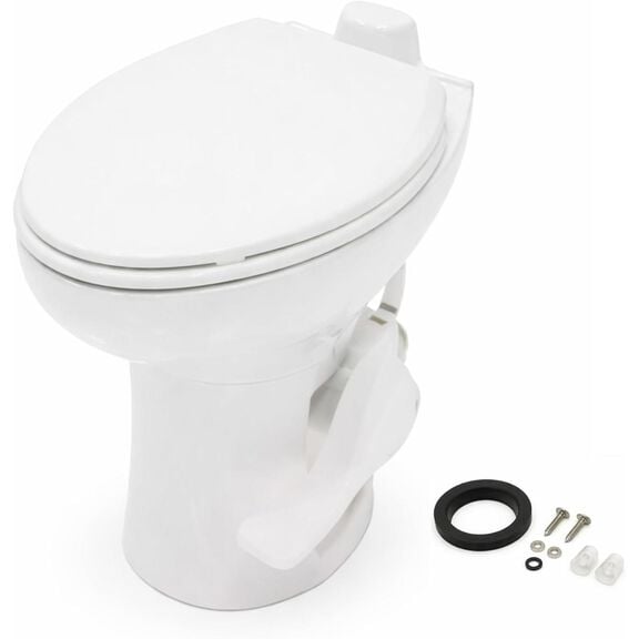 SEAFLO Porcelain RV Toilet Elongated Bowl 19in Residential Height Gravity Foot Pedal Soft Close image number 0