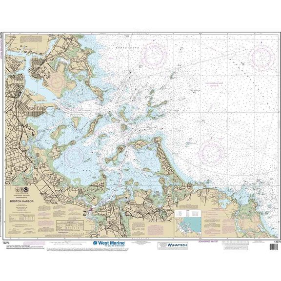 Maptech&reg; NOAA Recreational Waterproof Chart-Boston Harbor, 13270 image number 0