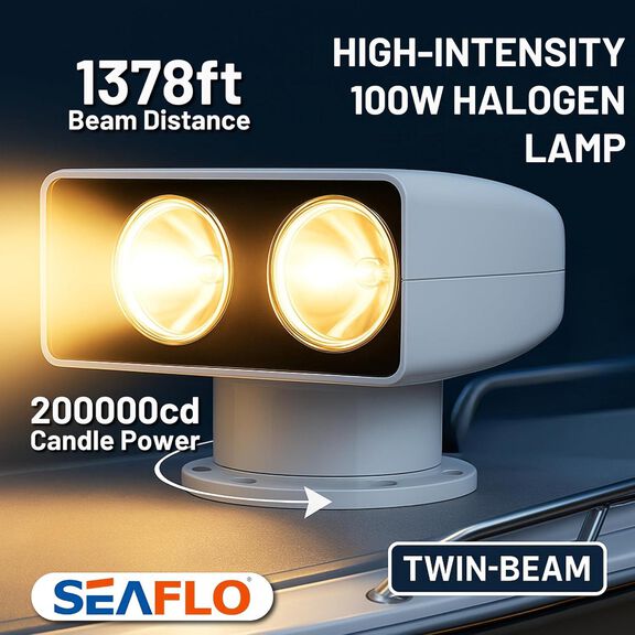 SEAFLO 03 Series 100W Remote Control Halogen Boat Searchlight, White image number 6
