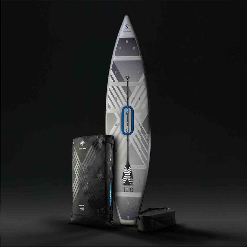 BMW x SipaBoards 12' Tourer Electric Motorized Inflatable Stand Up Paddleboard, in Storm Gray | by West Marine