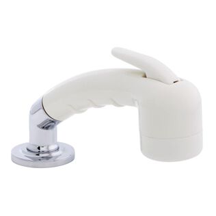 Deck-Mount Sprayer Small Warm White Sprayer No Hook w/Elbow, 10' White Rubber Hose, Low Profile Holder