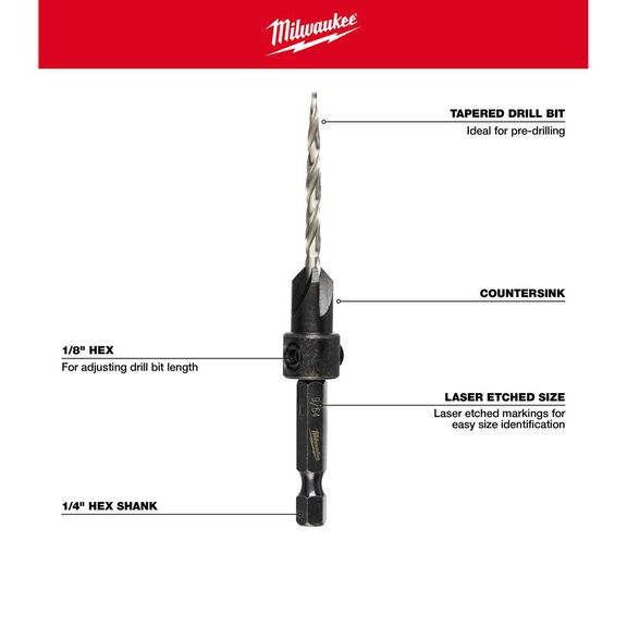 MILWAUKEE 6/8/10 Countersink Set, 3 Piece West Marine