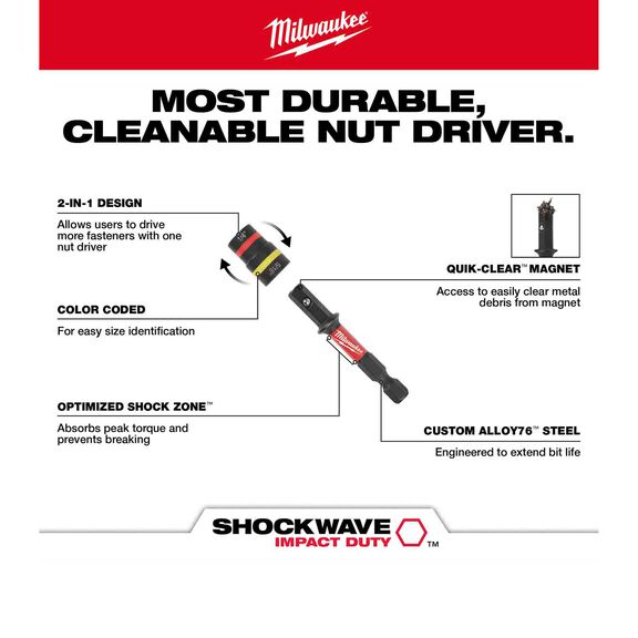SHOCKWAVE Impact Duty&trade; QUIK-CLEAR&trade; 2-in-1 Magnetic Nut Driver Set, 2 Piece image number 1