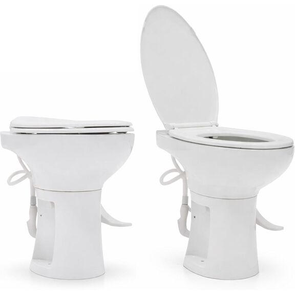 SEAFLO Porcelain RV Toilet with Sprayer Attachment 19in Gravity Flush Foot Pedal Soft Close image number 3