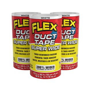 Flex Duct Tape&trade; Super Wide White 7 1/2" x 20', 3-Pack