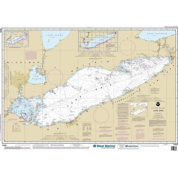 Maptech&reg; NOAA Recreational Waterproof Chart-Lake Erie, 14820 image number 0