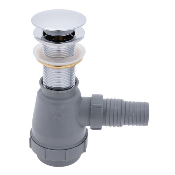 1-3/4" Drain, Touch Trap Sink Drain with Cover no Overflow, 1-1/4" & 1-1/2" Hose Barb Chrome image number 0