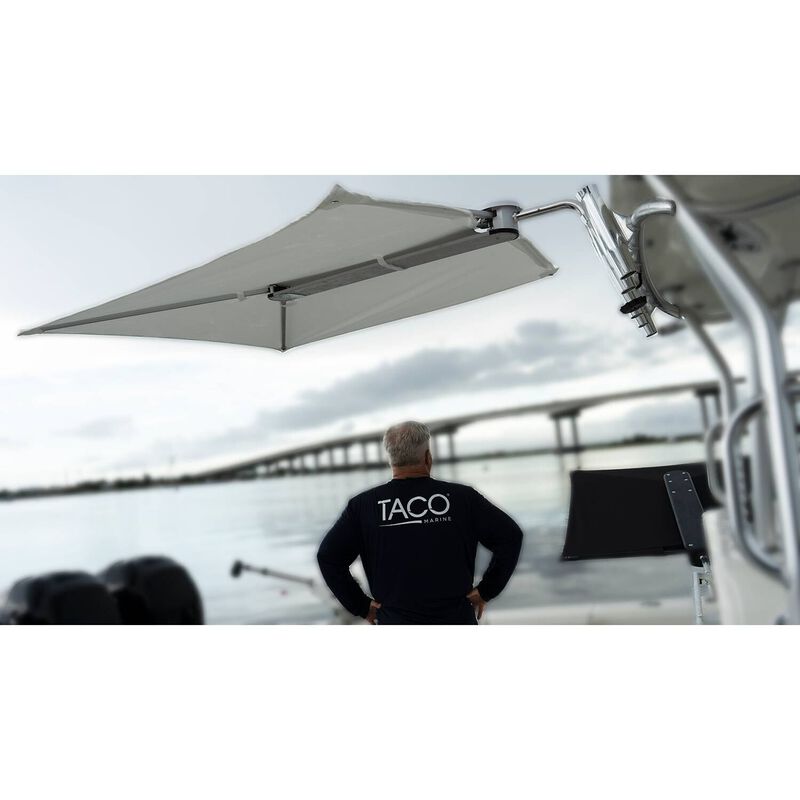 TACO MARINE ShadeFin Canvas Boat Shade with Fixed Rod Holder Mount Kit