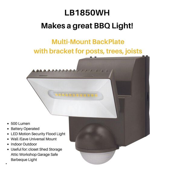 IQ America Battery Operated LED Indoor/Outdoor Motion Security Flood Light, 500 Lumens image number 2