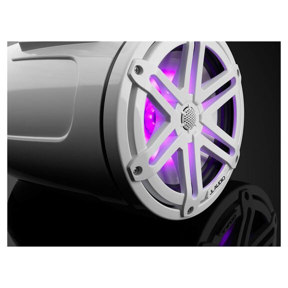 M3-770ETXv3-Gw-S-Gw-i 7.7" Enclosed Marine Coaxial Speaker System, Gloss White, White Sport Grilles with RGB LED Lighting image number 3