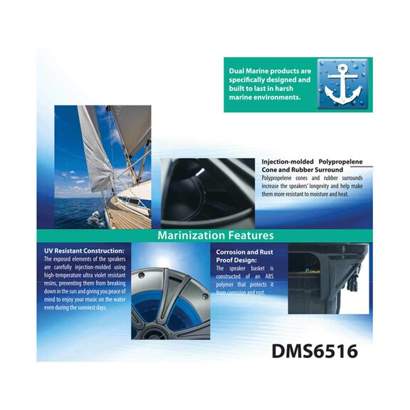 DMS6516 6.5" 2-Way Speakers with Blue illumiNITE&trade; LED Lighting image number 2