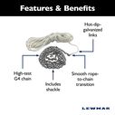 Lewmar Anchor Rode - 15' 5/16" G4 Chain, 300' 5/8" 8-Plait Rope with 3/8" Shackle image number 2