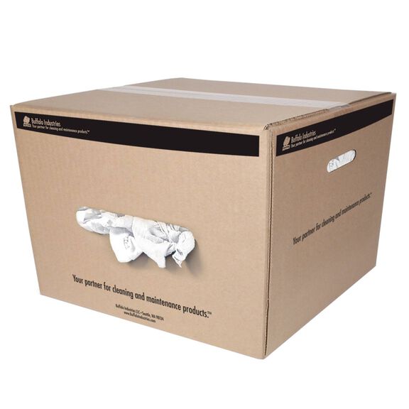 Recycled&nbsp;White T-Shirts Cloth Rags, 40lb Box image number 0