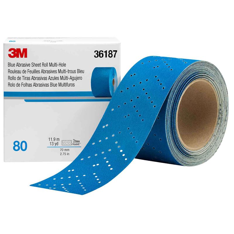 Hookit Multi-hole Blue Abrasive Sheet Roll, 80 Grit image number 0