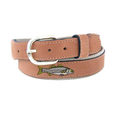 Men's Embroidered Striped Bass Belt