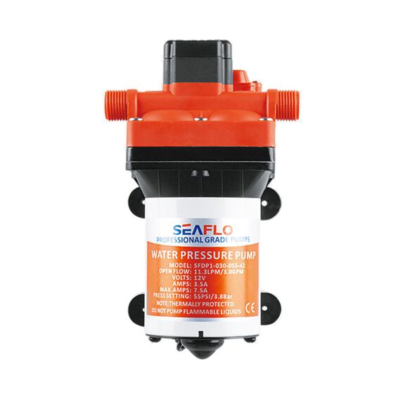 SEAFLO 42 Series 12V Diaphragm Pump, 3.0 GPM, 55 PSI, Continuous Duty, Bypass for Reduced Cycling, Self-Priming image number 1