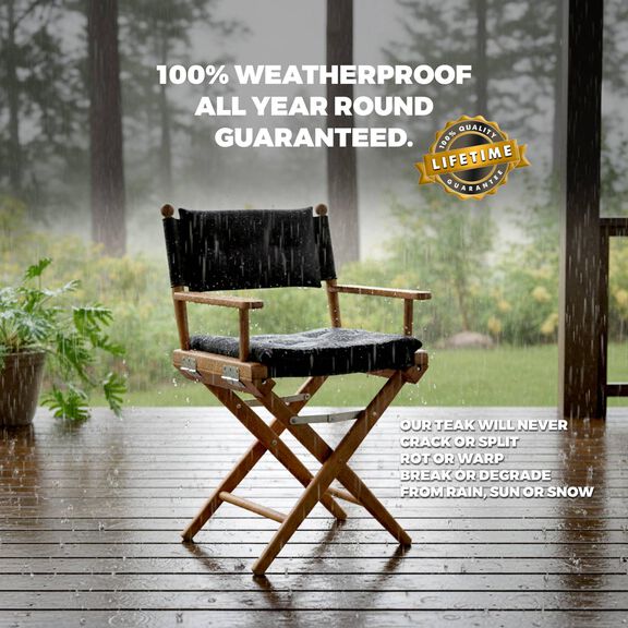 Premium Grade Teak Newport Folding Director's Chair with Black Sunbrella&reg; Fabric Seat Cushions image number 2
