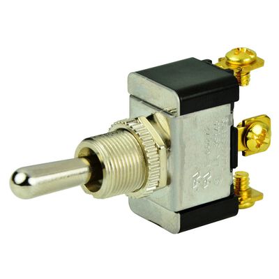 Chrome Plated Toggle Switch, (On)/Off/(On), SPDT