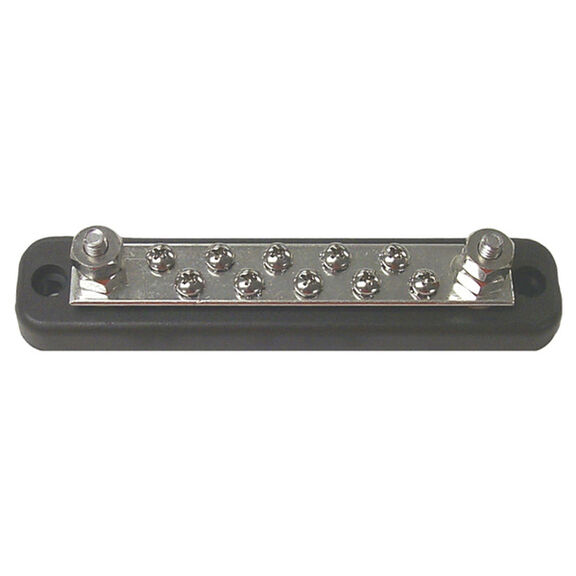 FS46200 Bus Bars - Common Bus 6"L x 1.25"W x 1.44"H Screw Terminals: 10 x 8-32 Stud Terminals: 2 x 1/4"-20 image number 0